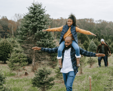 family hiking together